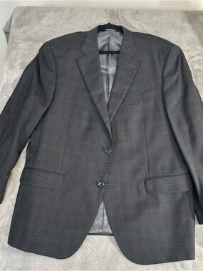 Peter Millar Black Gray Windowpane Plaid Blazer Sport Coat Men’s Custom Made R